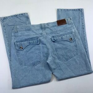 Tool Jeans 38x32 Light Wash Denim Jeans with Back Flap Pockets Straight Y2k